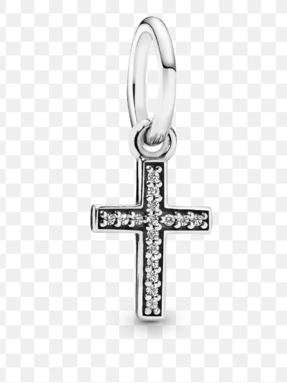 Pandora Silver Cross Charm with Clear Stones